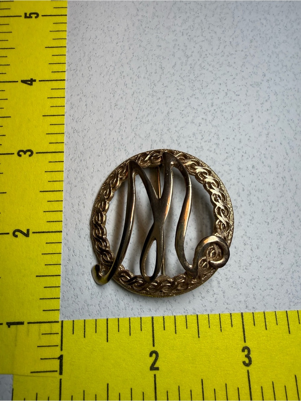 EMMONS VINTAGE Gold-Tone Monogram 'M' Round Brooch